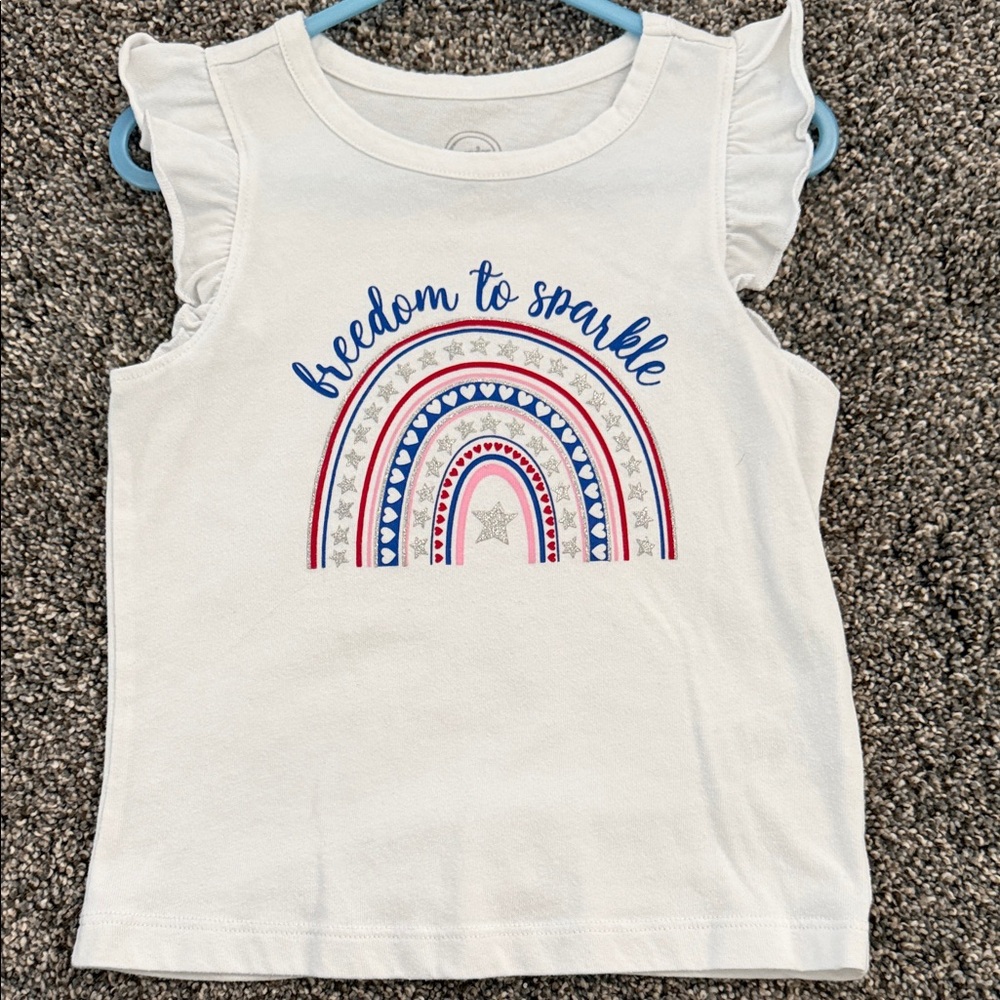 EUC. Wonder Nation White Tank Top Freedom to Sparkle size 4/5